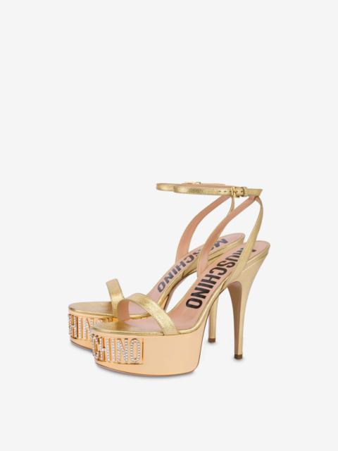 Moschino FOILED JEWEL LOGO HIGH-HEELED SANDALS