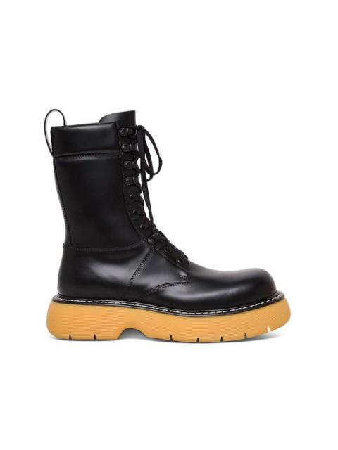 Bottega Veneta Bottega Veneta The Bounce Leather Lace Up Ankle Boot Black Yellow