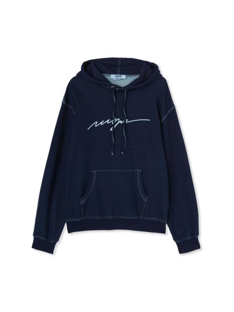 MSGM Hooded sweatshirt with embroidered cursive logo