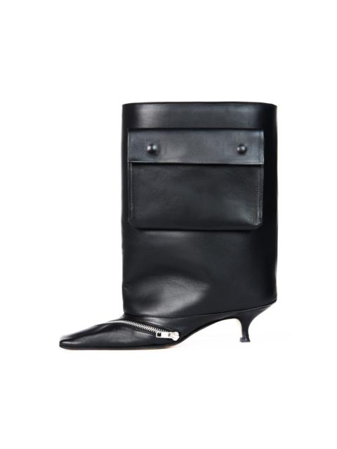 A.W.A.K.E. MODE DANA CERNIERA KITTEN HEEL CYLINDER BOOTS WITH ZIPPER BLACK