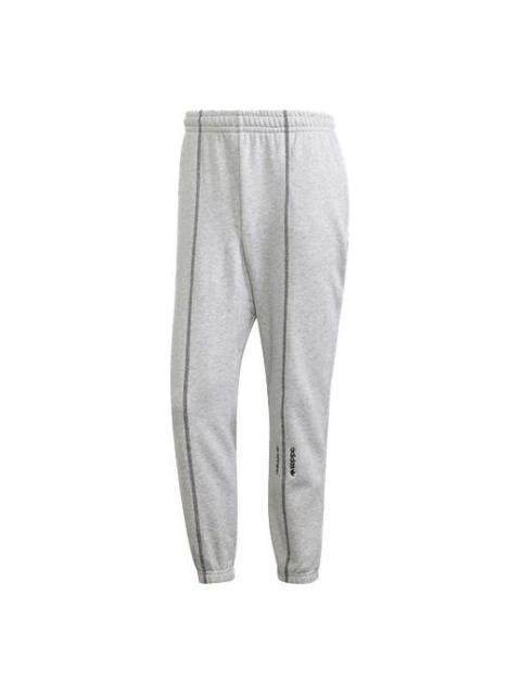 Men's adidas originals Embroidered Logo Solid Color Bundle Feet Sports Pants/Trousers/Joggers Gray G