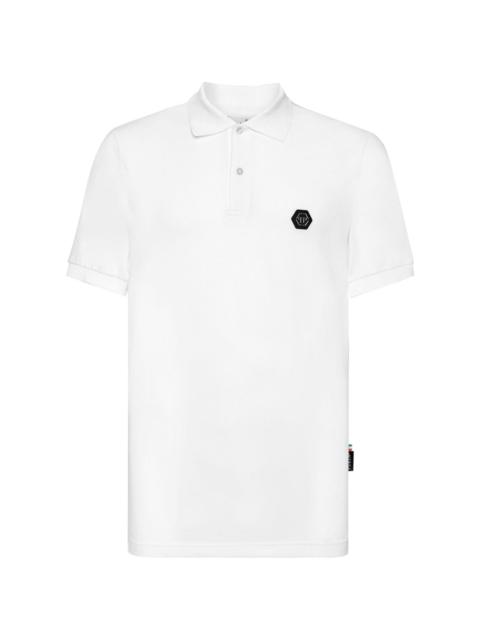 Skull-print polo shirt