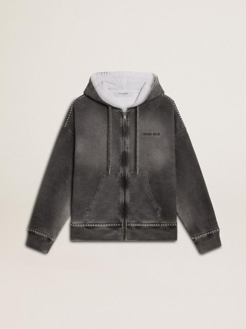 Golden Goose Sprayed effect anthracite sweatshirt with studs