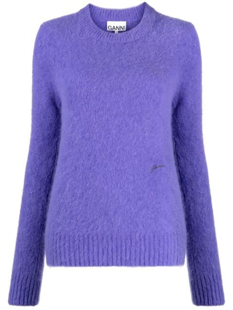 GANNI brushed-effect crew-neck jumper