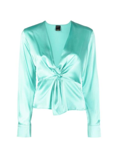 twist-detail silk blouse