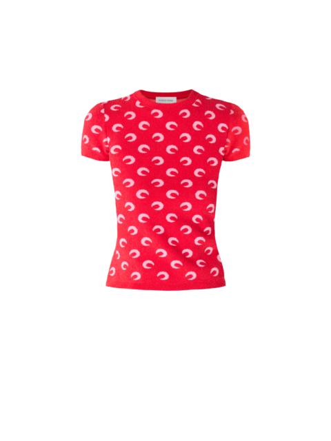 Marine Serre Moon jacquard bouclette crewneck t-shirt organic cotton