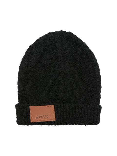 logo-patch chunky-knit beanie