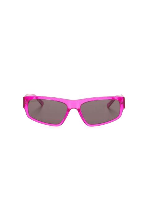 BALENCIAGA logo-print rectangle-frame sunglasses