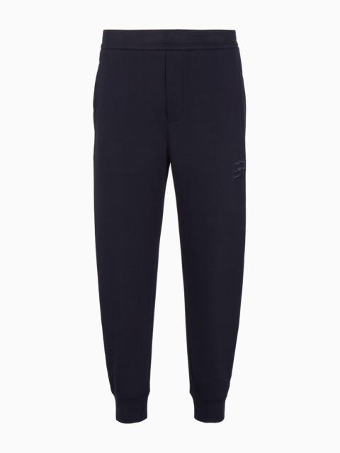 EMPORIO ARMANI Double-jersey joggers with embossed embroidered EA logo