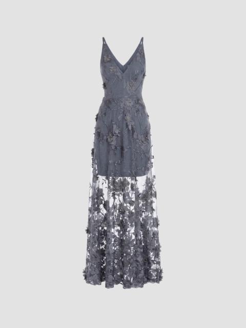 Dress The Population Women's Sidney Sheer Lace Gown - Steel