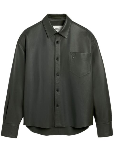 AMI Paris Ami de Coeur-embroidery lambskin shirt