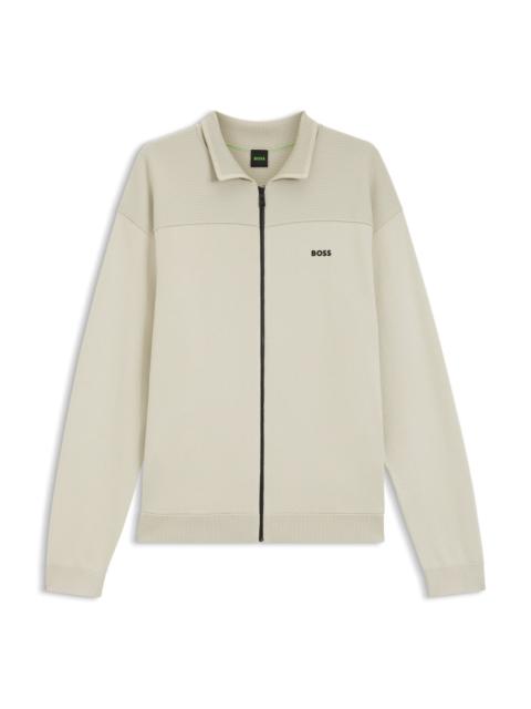 BOSS ZIP PIPELINE CARDIGAN ROLLING STRUCTURED GRAPHIC PATTERN