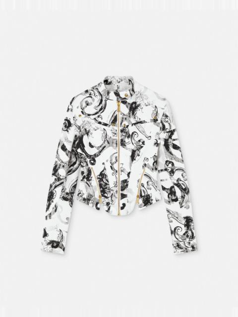 VERSACE JEANS COUTURE Watercolor Couture Denim Biker Jacket