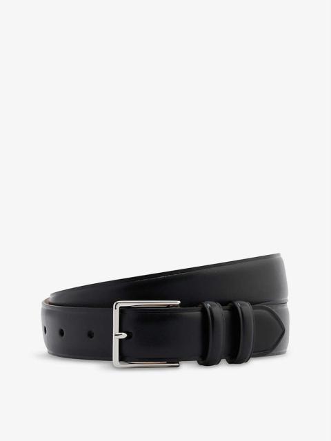 Branded smooth-leather suit belt
