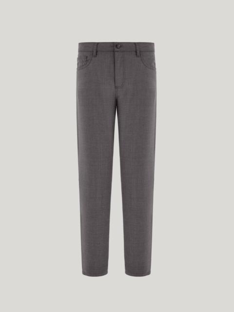 Canali GRAY MELANGE FIVE POCKET PANTS IN WASHABLE IMPECCABILE WOOL