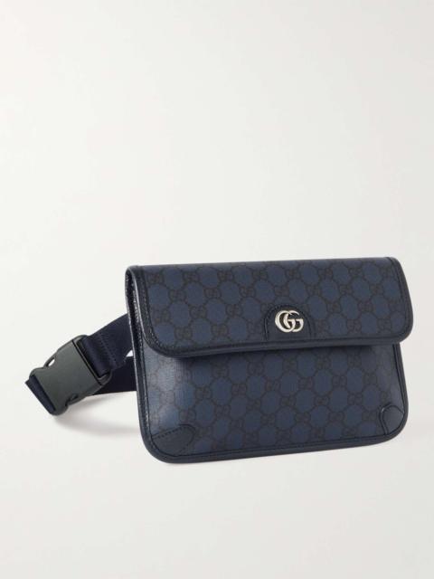 GUCCI Ophidia Leather-Trimmed Monogrammed Coated-Canvas Belt Bag