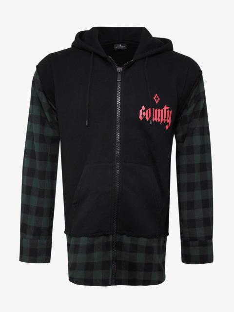 Black Hoodie with Check Shirt Inserts