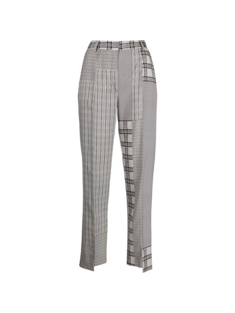 mix-print tailored wool trousers