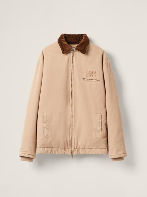 Miu Miu Embroidered garment-dyed gabardine blouson jacket