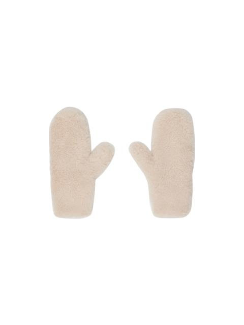 Yves Salomon Beige Ribbed Mittens