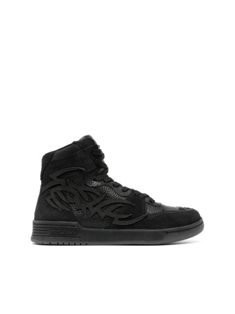 panelled high-top leather sneakers