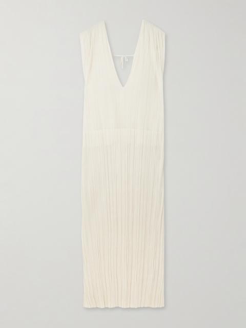 Jil Sander Pleated Silk-plissé Maxi Dress