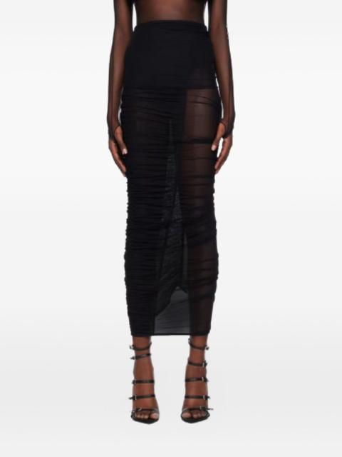 MUGLER one-shoulder semi-sheered dress