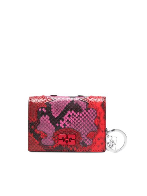 GANNI snakeskin charm cardholder