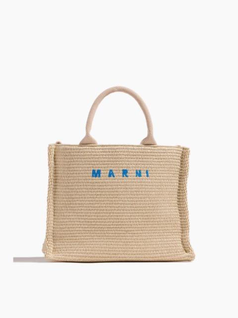 Raffia Small Tote Bag in Silk White