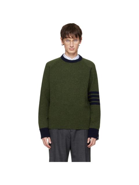 Thom Browne Green Jersey Stitch Raglan Sleeve Sweater