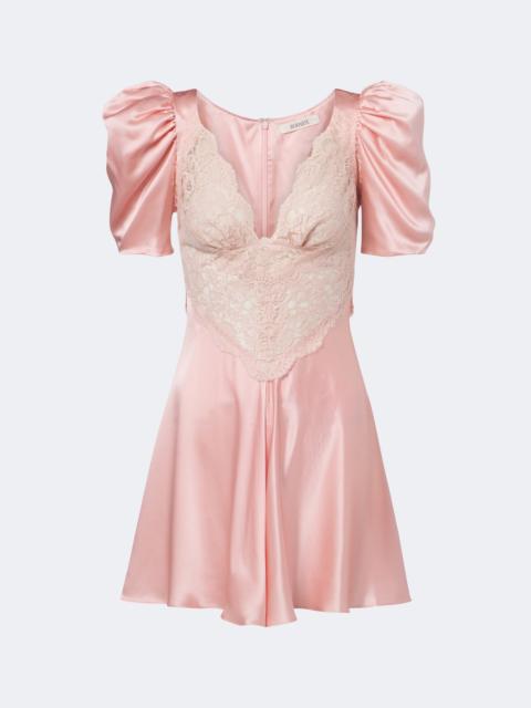 RODARTE Lace-trimmed silk satin minidress