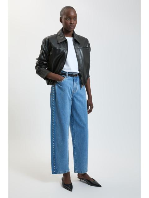 KAREN MILLEN Denim Panelled Studded Barrel Jean