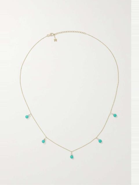 MATEO 14-karat gold, turquoise and diamond necklace