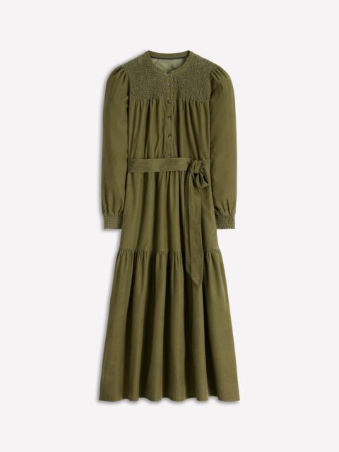 BODEN Cecily Cord Midi Dress-Woodland Green
