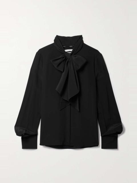 Another Tomorrow Pussy-bow silk-georgette blouse
