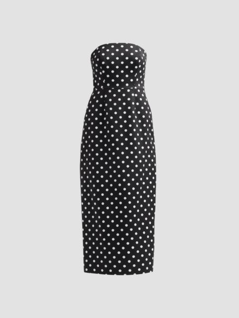 MILLY Women's Kait Polka Dot Strapless Midi Dress - Black White