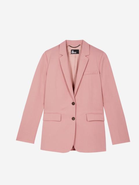 The Kooples PASTEL PINK LINEN AND COTTON STRAIGHT SUIT JACKET