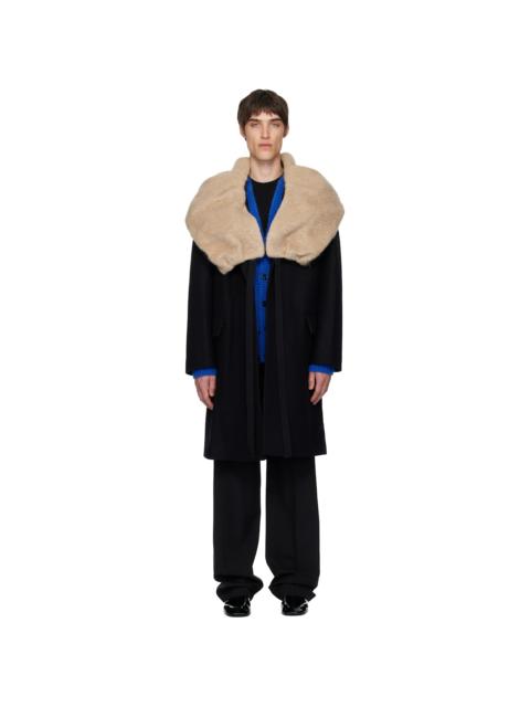 Dries Van Noten Black Wool Collar Coat