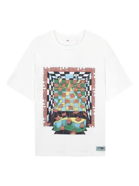 Li-Ning Checkerboard Graphic T-shirt 'White' AHSSB15-1