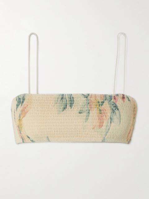 Totême Shirred Floral-print Recycled Bikini Top
