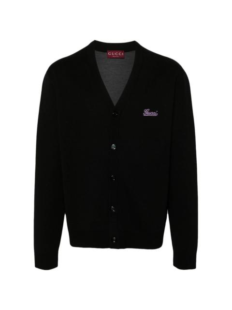 logo-embroidered cardigan