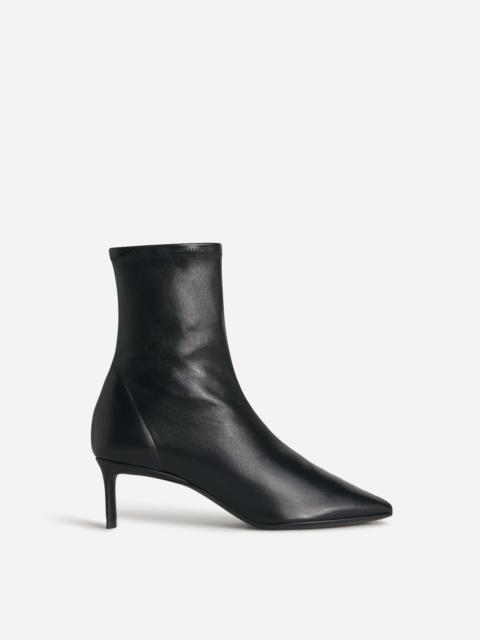CO Pointed Heel Bootie in Stretch Leather- Black