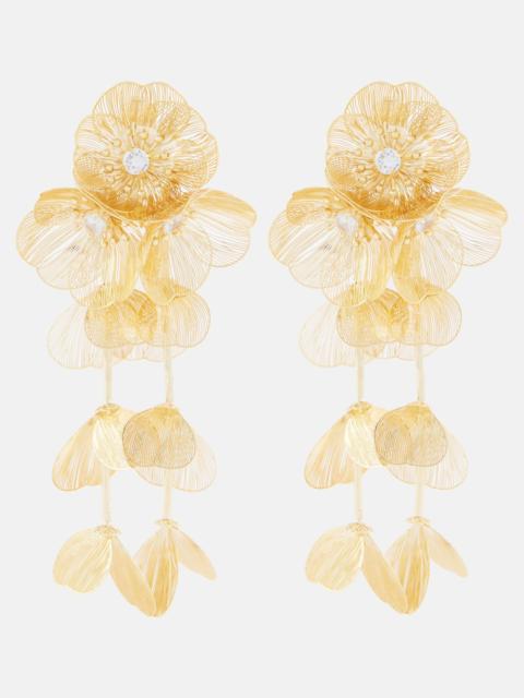 self-portrait Embellished gold-plated clip-on earrings