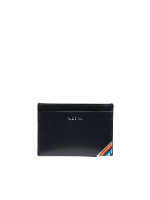 Signature-Stripe leather cardholder