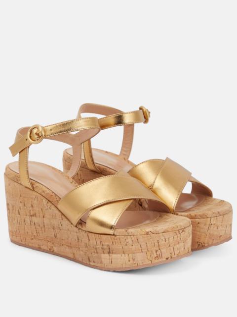 Leather wedge sandals