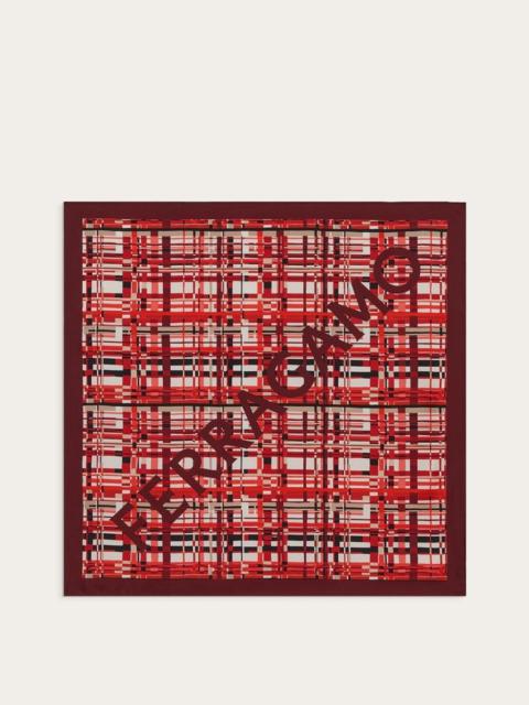 FERRAGAMO CHECK PRINT SILK FOULARD