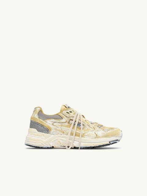 AUTRY HYPERWAY SUPER VINTAGE SNEAKERS IN YELLOW AND SILVER SUEDE