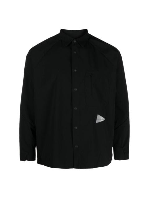and Wander logo-patch spread-collar shirt