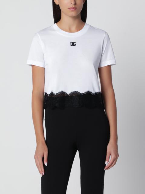 Dolce & Gabbana White jersey T-shirt with lace