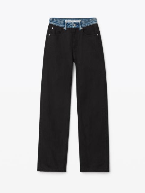 Alexander Wang CONTRAST WAISTBAND JEAN IN BLACK DENIM
